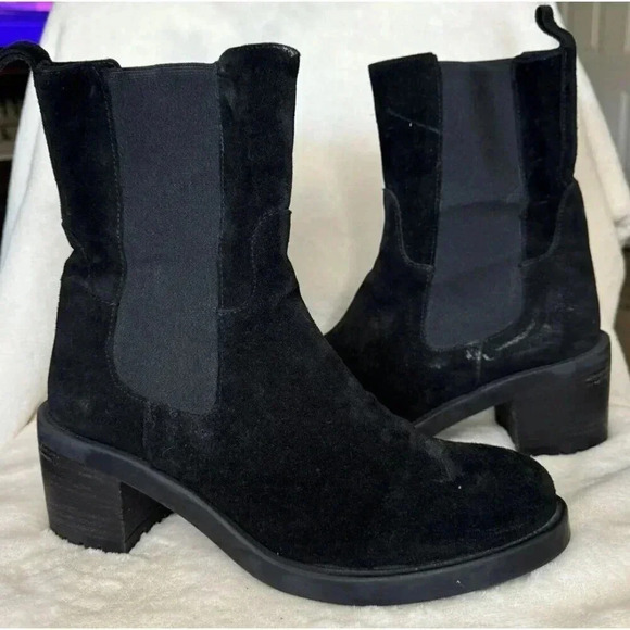 EMANUELE CRASTO Women Black Suede Chelsea Boots Made in Italy Modern Size 9.5/41 - Picture 1 of 13
